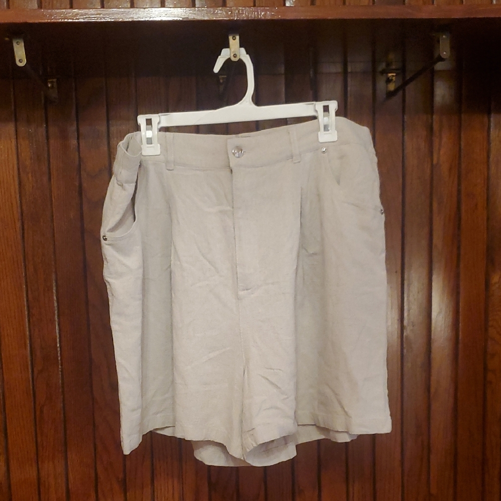 ASOS DESIGN SIZE 14 Beige Linen Blend Casual Shorts